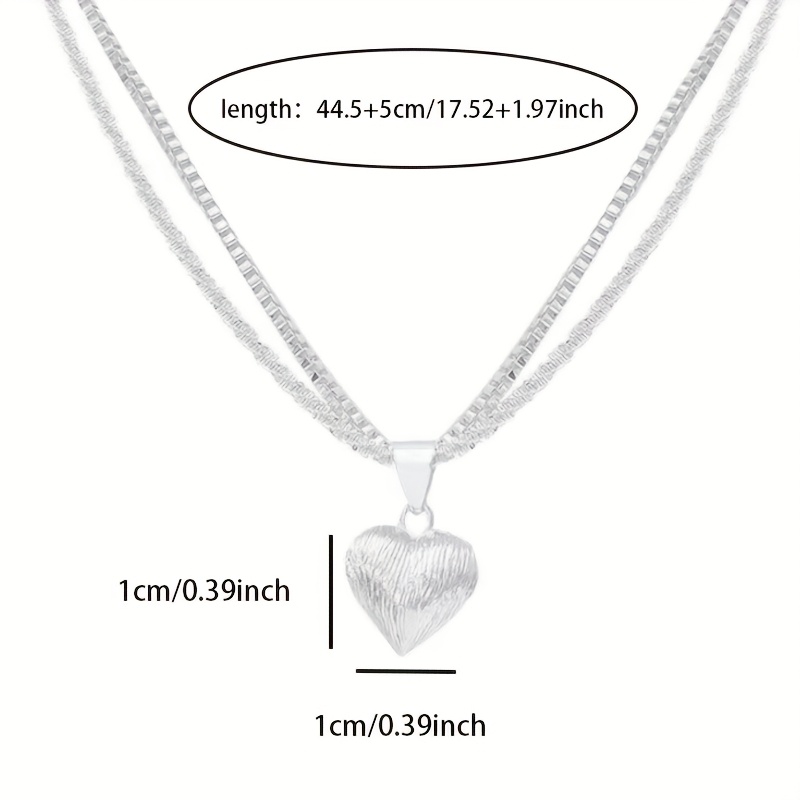 Women's 925 Silver Heart-shaped Necklace, Double-layer Design